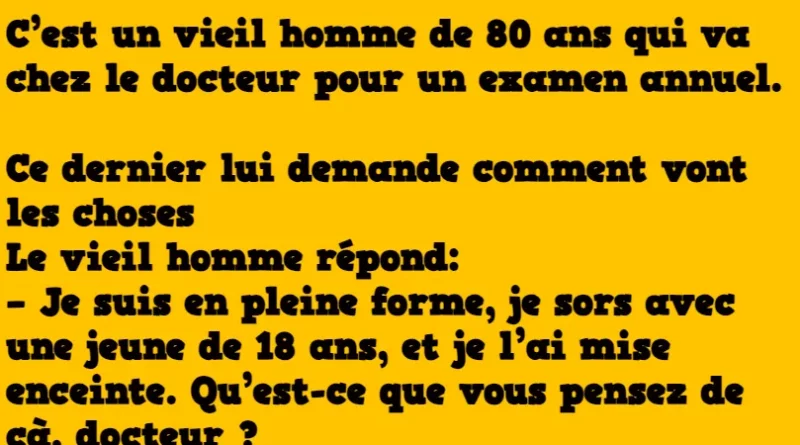 Blague : C’est un vieil homme de 80 ans qui va chez le docteur pour un examen annuel