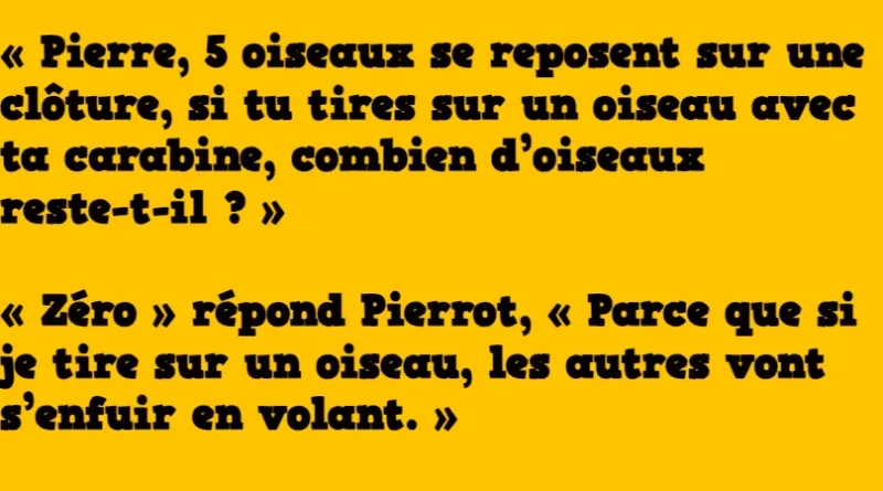 Blague Dans une salle de classe la maîtresse interroge le petit Pierre