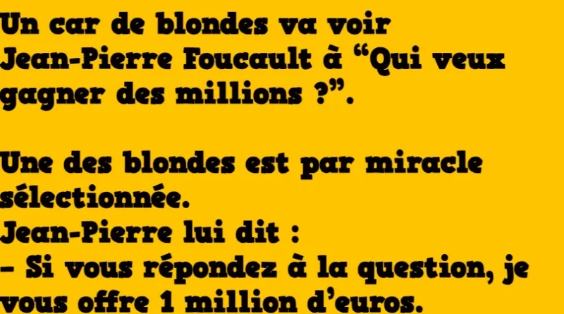 Blague : Une blonde à “Qui veux gagner des millions ?”