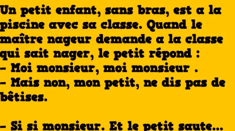 Blague un gamin sans bras à la piscine