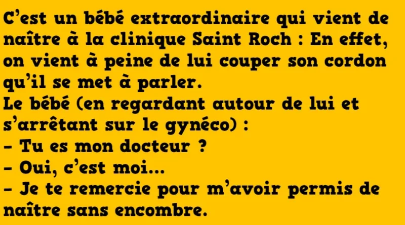 blague le bébé qui vient de naitre
