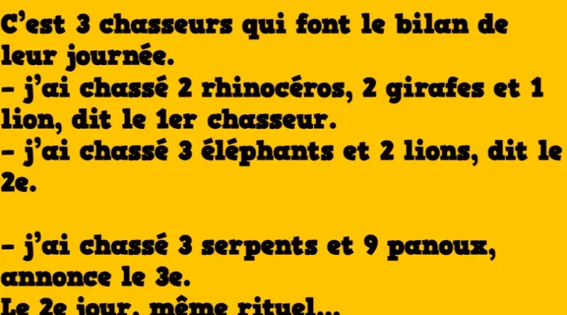 blague le bilan des trois chasseurs