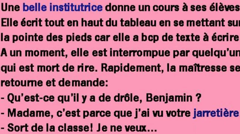 blague Il voit la jarretière de sa maitresse…