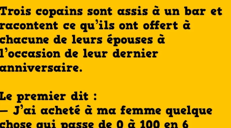 Blague trois amis discutent dans un bar