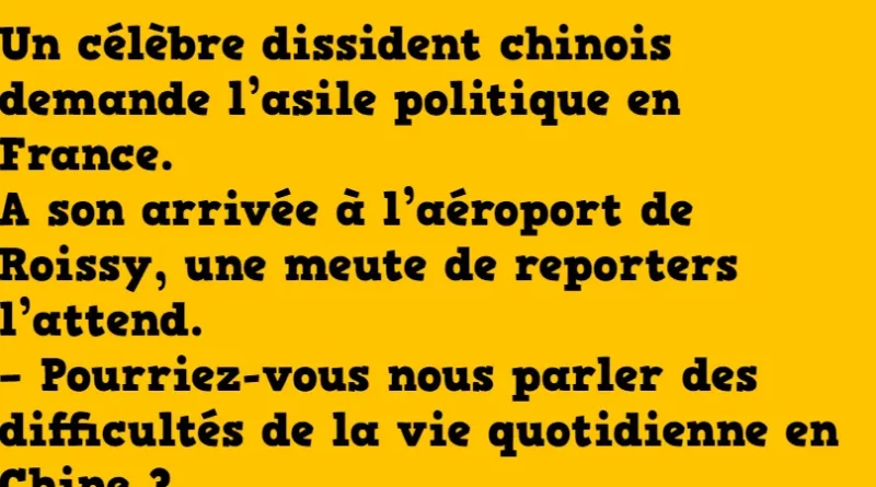 Blague un chinois demande l'asile politique en france