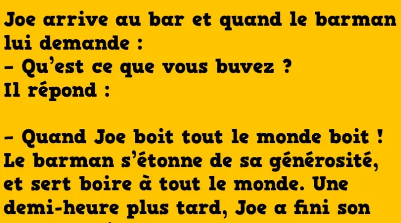 blague joe arrive au bar
