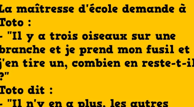 blague la maitresse d'école demande à toto