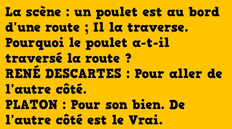 blague la théorie du poulet qui traverse la rue