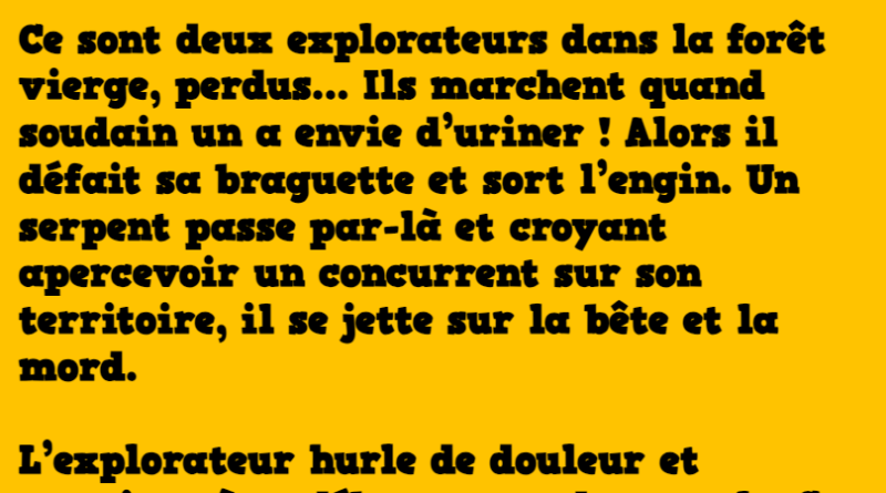 blague un explorateur se fait mordre par une vipère