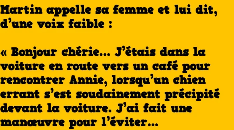 blague un français appelle sa femme pour lui dire qu'il a eu un accident