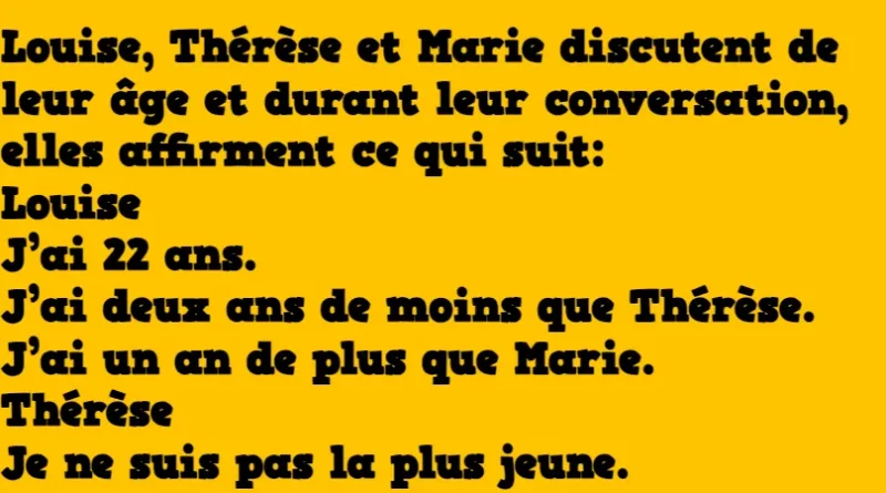 énigmes l'âge des trois menteuses