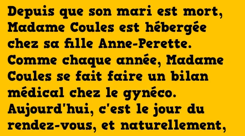 blague madame coules chez les gynéco