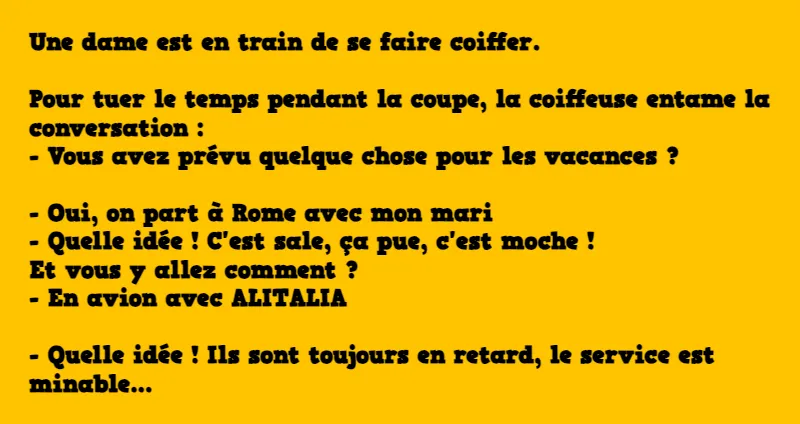 blague une dame se rend chez sa coiffeuse