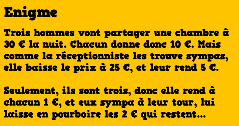 énigme ou est passé le trentième euro
