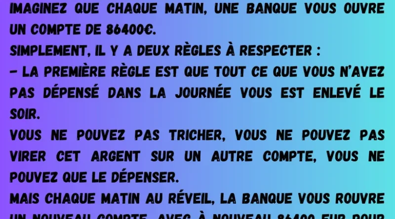 histoire un compte avec un solde de 86400 euros