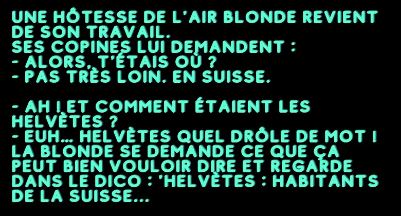 blague une blonde hôtesse de l'air