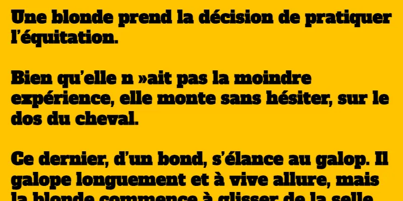 blague une blonde fait de l'équitation