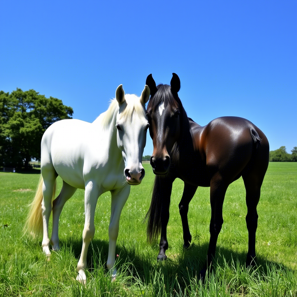 cheval noir et cheval blanc 