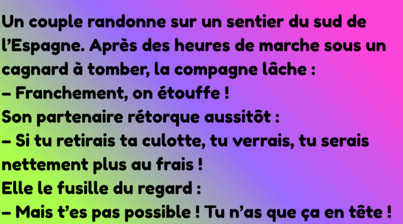 Un jeune Belge vient tout juste d’épouser une magnifique jeune femme. Le lendemain matin, ses amis le croisent par hasard et lui lancent « Alors, cette nuit de noces, ça a donné quoi » « Oh, je