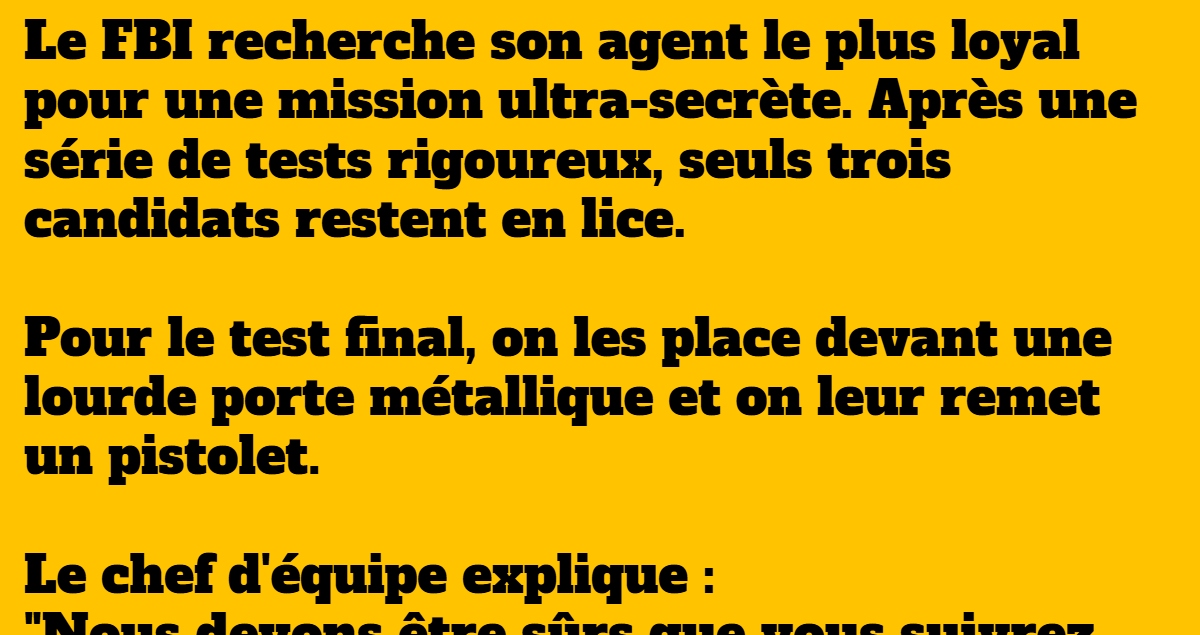Blague FBI : Le test de loyauté qui tourne mal - Humour noir décapant