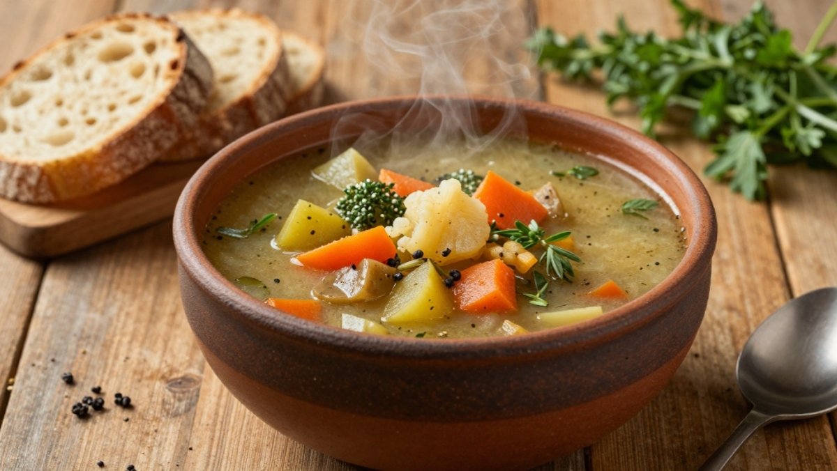 Soupe de grand-mère authentique et réconfortante dans un bol rustique