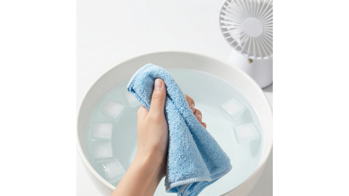 Tuto rafraîchir sa maison : essorer un linge humide avant de le placer devant un ventilateur pour éviter l'excès d'humidité