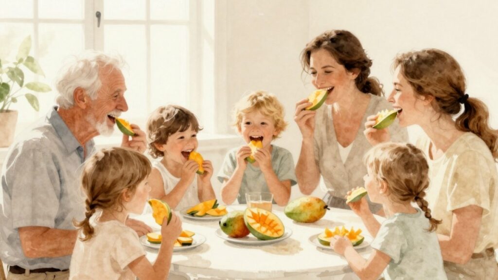 Grands-parents et enfants qui rient ensemble lors d'un repas de famille
