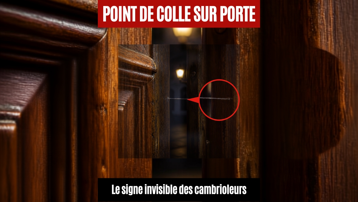 Point de colle invisible sur porte d'entrée utilisé par les cambrioleurs pour repérer les logements vides avant cambriolage
