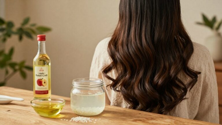 Rituel capillaire ancestral avec bain d’huile, rinçage au vinaigre de cidre et eau de riz pour des cheveux forts et brillants