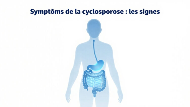 Schéma explicatif des principaux symptômes de la cyclosporose pour une détection rapide