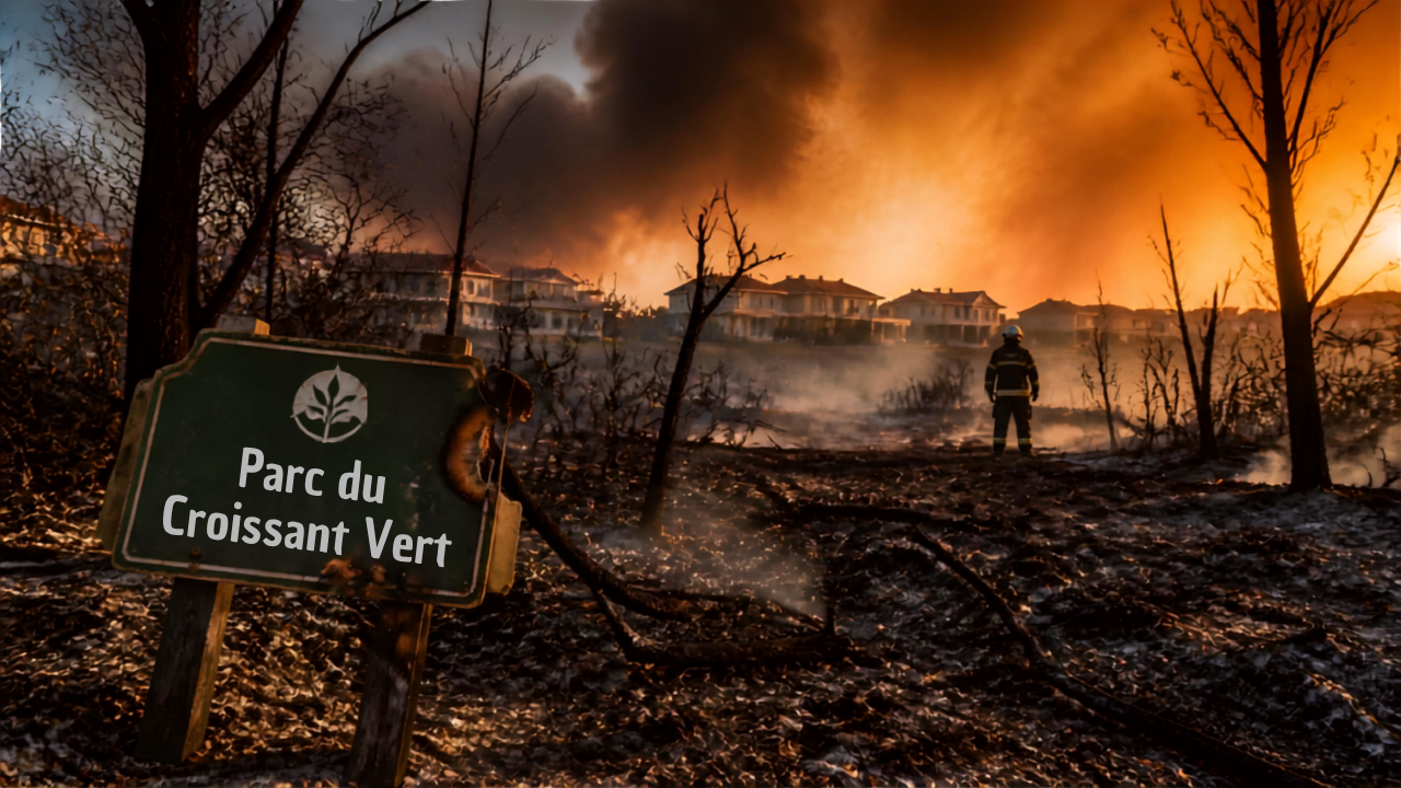 Parc brûlé après un incendie causé par des enfants à Neuilly-sur-Marne, illustrant la responsabilité parentale en France en 2026