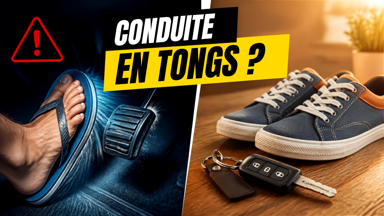 Conduire en tongs : une amende de 135€ et des risques d'accident. Les conseils de grand-mère pour conduire en sécurité avec des chaussures adaptées.