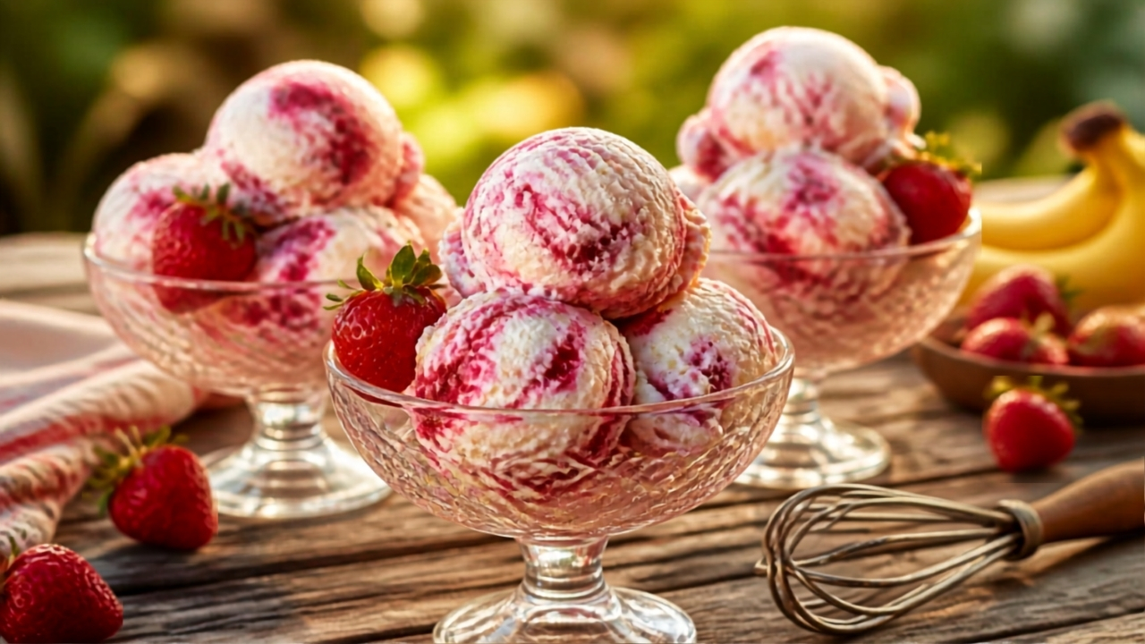 Boules de glace maison aux fruits naturels sans sorbetière, recette grand-mère facile et crémeuse
